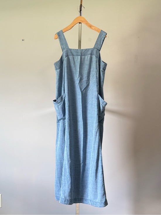 J. Jill Dresses & Skirts - Pure Jill Indigo J Jill 100% Cotton Apron Pinafore Jumper Maxi Dress M